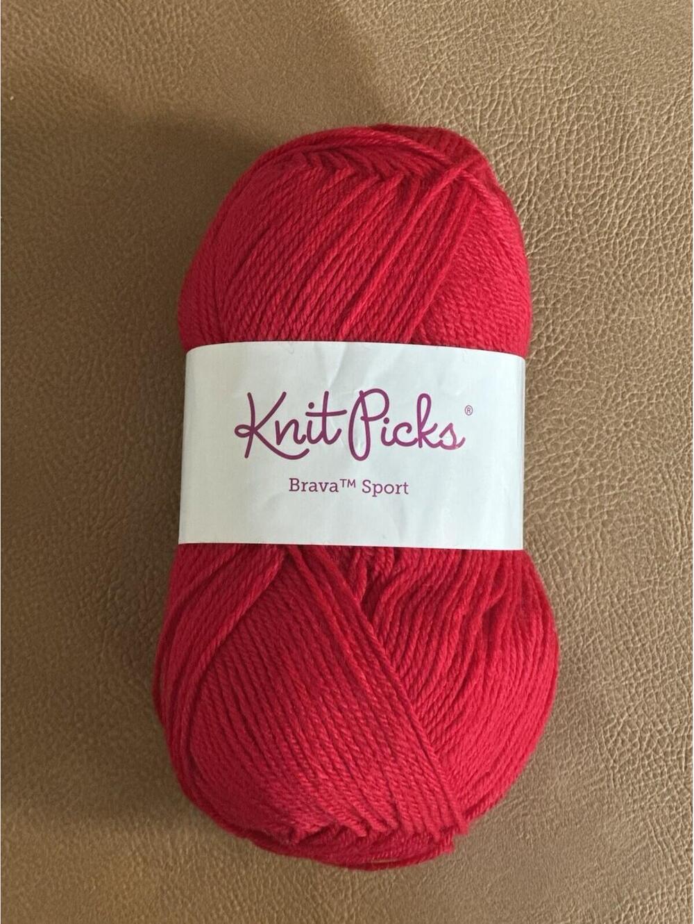 Knit Picks Brava Sport, Single Skein, Red, 273 Yards/100 Grams Sport Weight